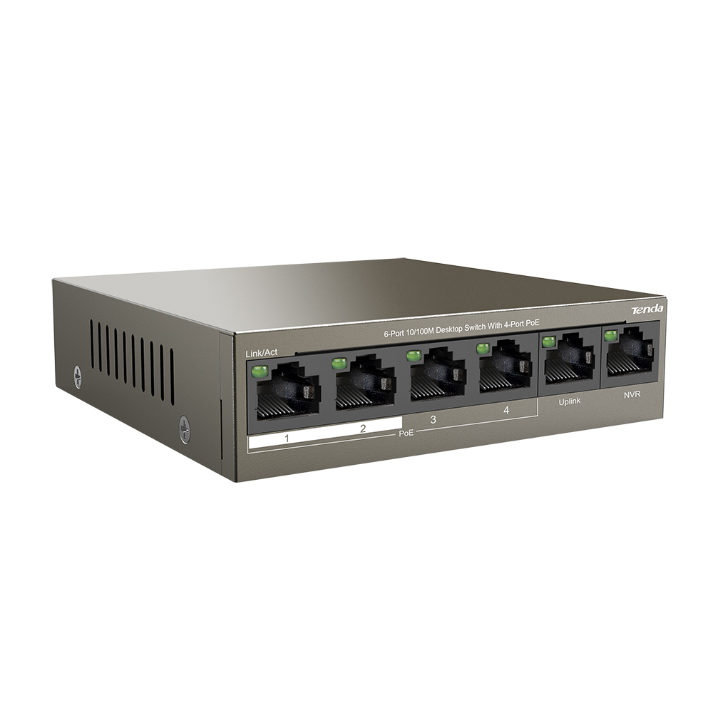 Tenda 4 port PoE with 2 Up-Link TEF1106P-4-63W 10/100M Desktop Switch - Image 3