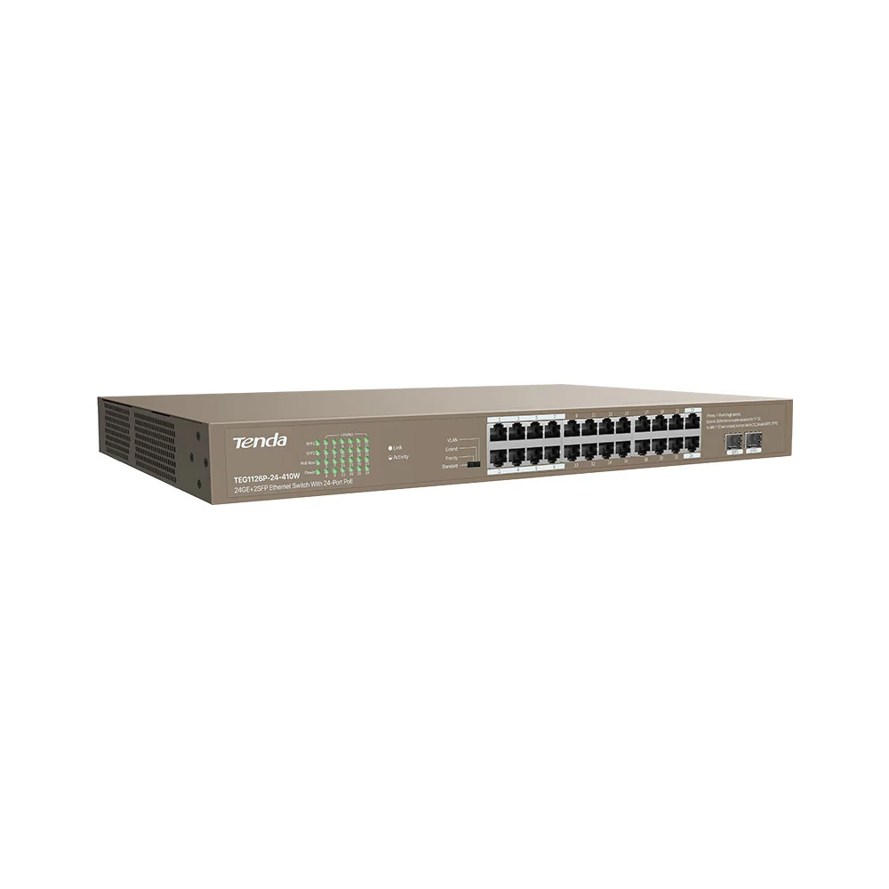 TENDA 24 PORT POE 24GE+2SFP Ethernet Switch - TEG1126P-24-410W - Image 3