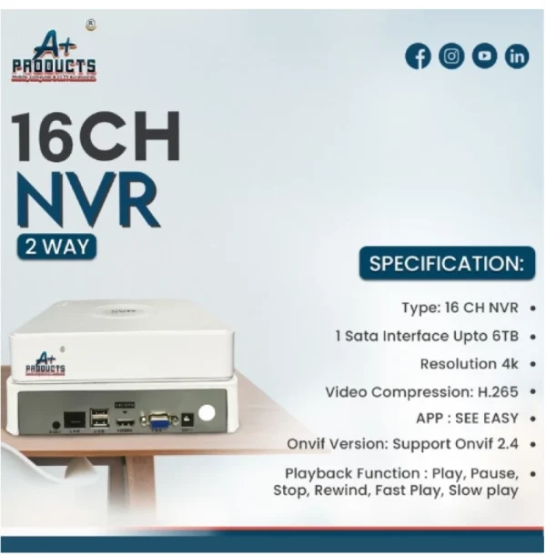 A+ PRODUCTS 16CH NVR WITH 2 WAY AUDIO