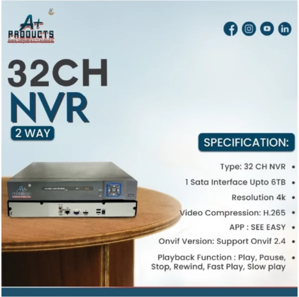 A+ PRODUCTS 32CH NVR WITH 2 WAY AUDIO
