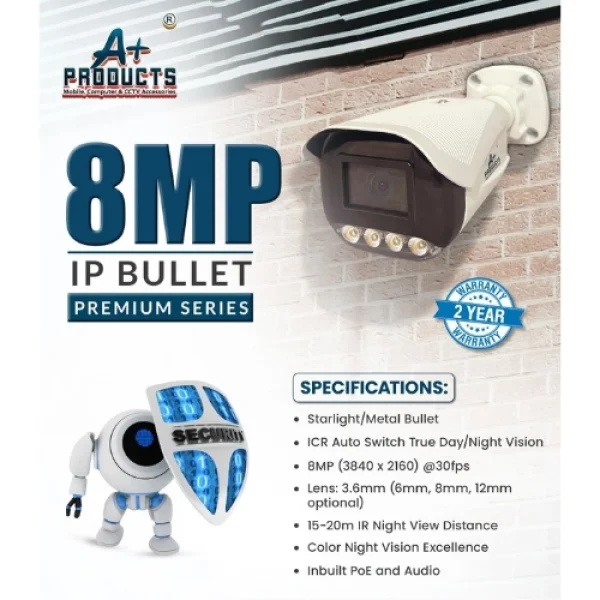 A+Products 8MP IP Dual Light Metal Bullet Camera
